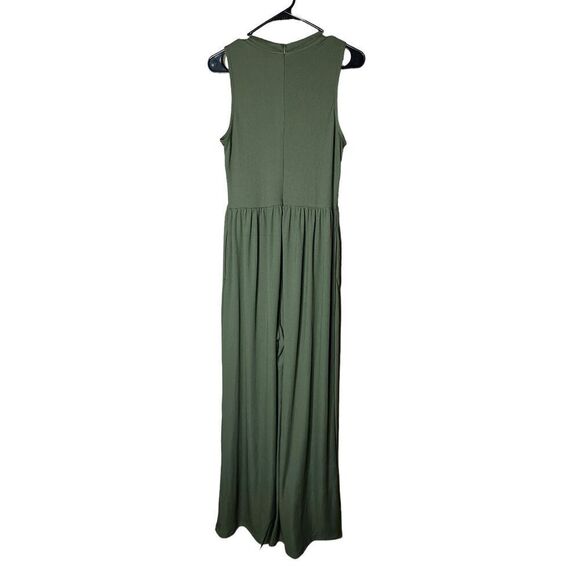 Cider Solid Green Sleeveless Wide Leg Jumpsuit - Picture 7 of 11
